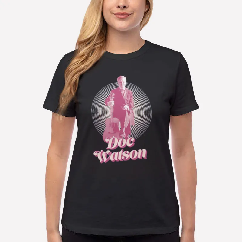 Women T Shirt Black Retro Vintage Doc Watson T Shirt