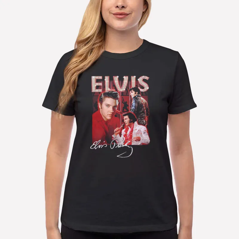 Women T Shirt Black Retro Vintage Elvis Presley Merch Hoodie