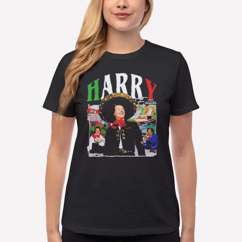 Women T Shirt Black Retro Vintage Harry Estilos Shirt
