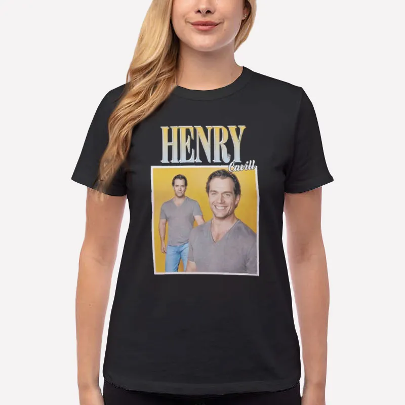 Women T Shirt Black Retro Vintage Henry Cavill Shirt
