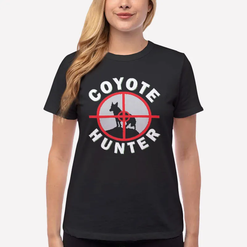 Women T Shirt Black Retro Vintage Hunter Coyote Hunting Shirts