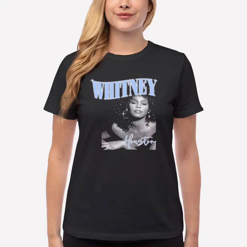 Women T Shirt Black Retro Whitney Houston T Shirt Vintage