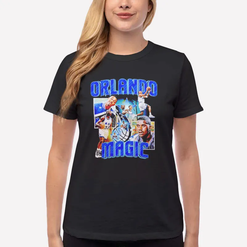 Women T Shirt Black Shaquille O'neal Dynamic Duo Vintage Orlando Magic Shirt