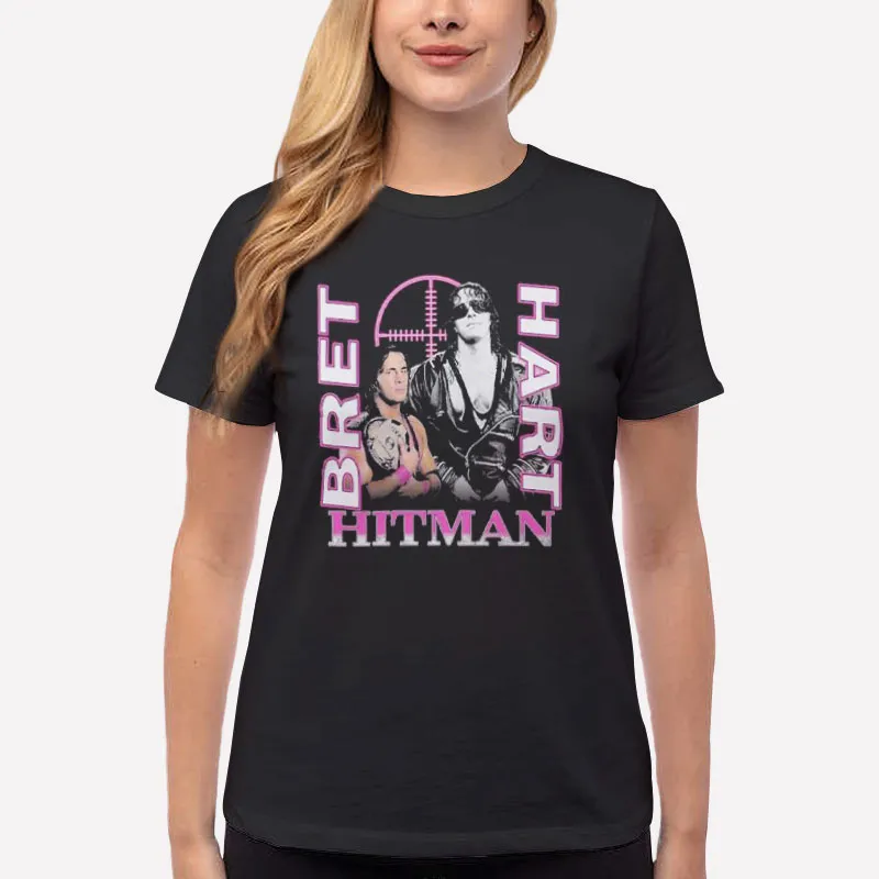 Women T Shirt Black The Hitman Vintage Bret Hart Shirt
