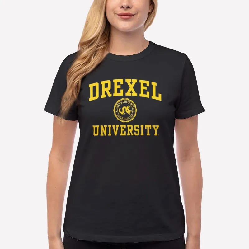 Women T Shirt Black Vintage College University Drexel Sweatshirt