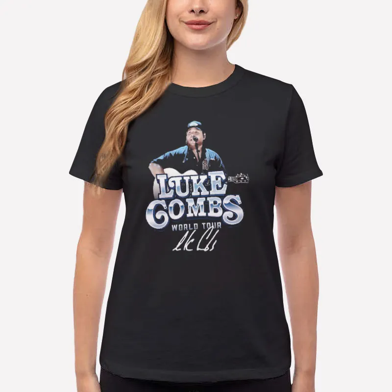 Women T Shirt Black Vintage Country Music Luke Combs Tour Shirts
