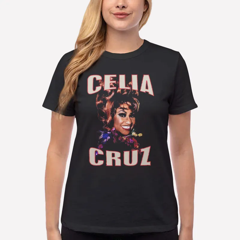 Women T Shirt Black Vintage Inspired Celia Cruz T Shirt