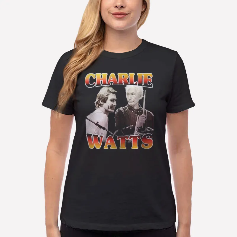 Women T Shirt Black Vintage Inspired Charlie Watts T Shirt