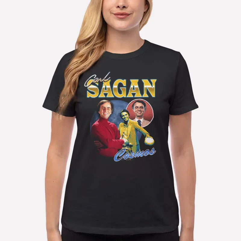Women T Shirt Black Vintage Inspired Cosmos Carl Sagan T Shirt