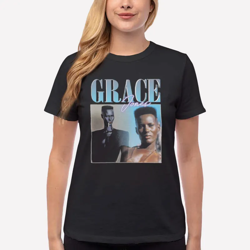 Women T Shirt Black Vintage Inspired Grace Jones Shirt