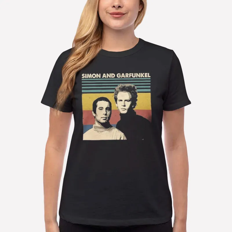 Women T Shirt Black Vintage Inspired Simon And Garfunkel Shirt