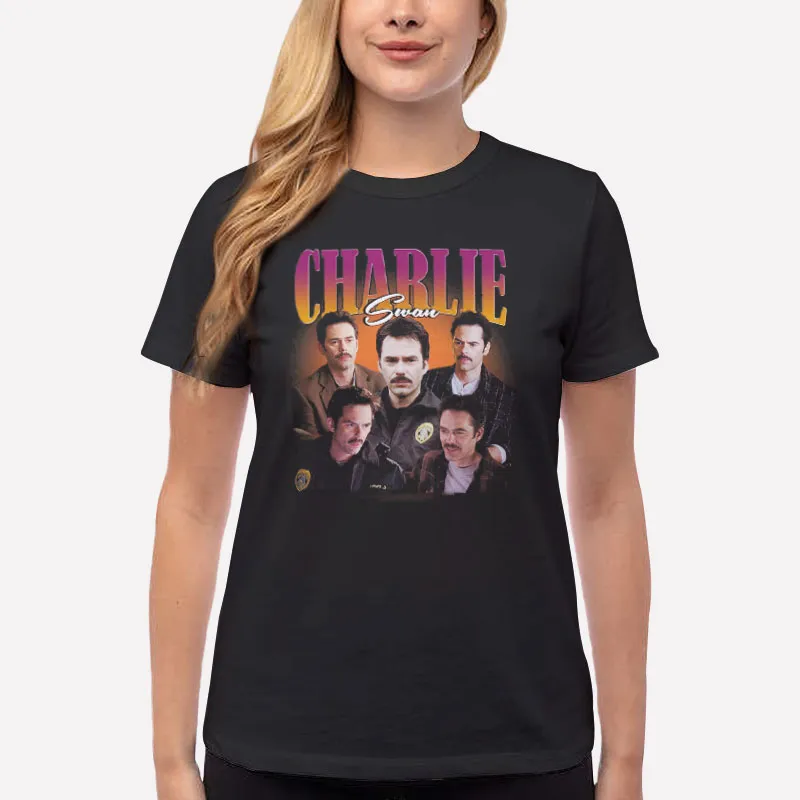 Women T Shirt Black Vintage Inspired Twilight Charlie Swan Shirt