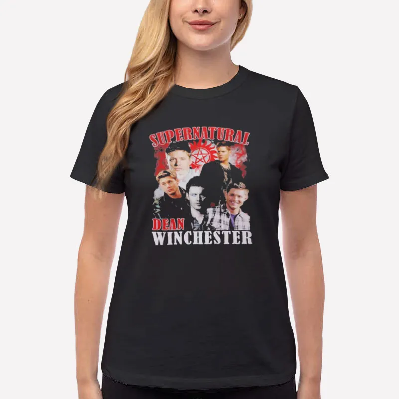 Women T Shirt Black Vintage Supernatural Dean Winchester Shirts