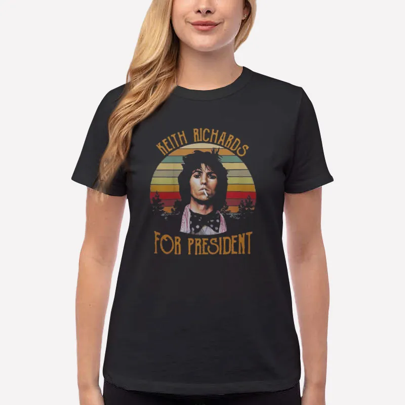 Women T Shirt Black Vintage For President Keith Richards Shirt