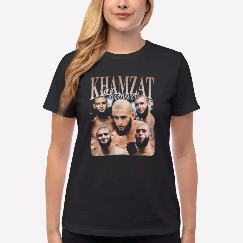 Women T Shirt Black Wrestling Ultimate Fighting Khamzat Chimaev Shirt