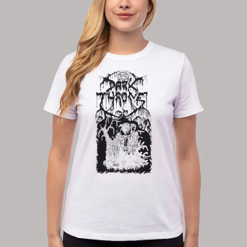 Women T Shirt White Black Death And Beyond Darkthrone Shirt