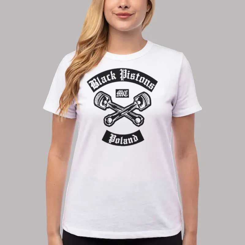 Women T Shirt White Black Pistons Mc Poland Shirt