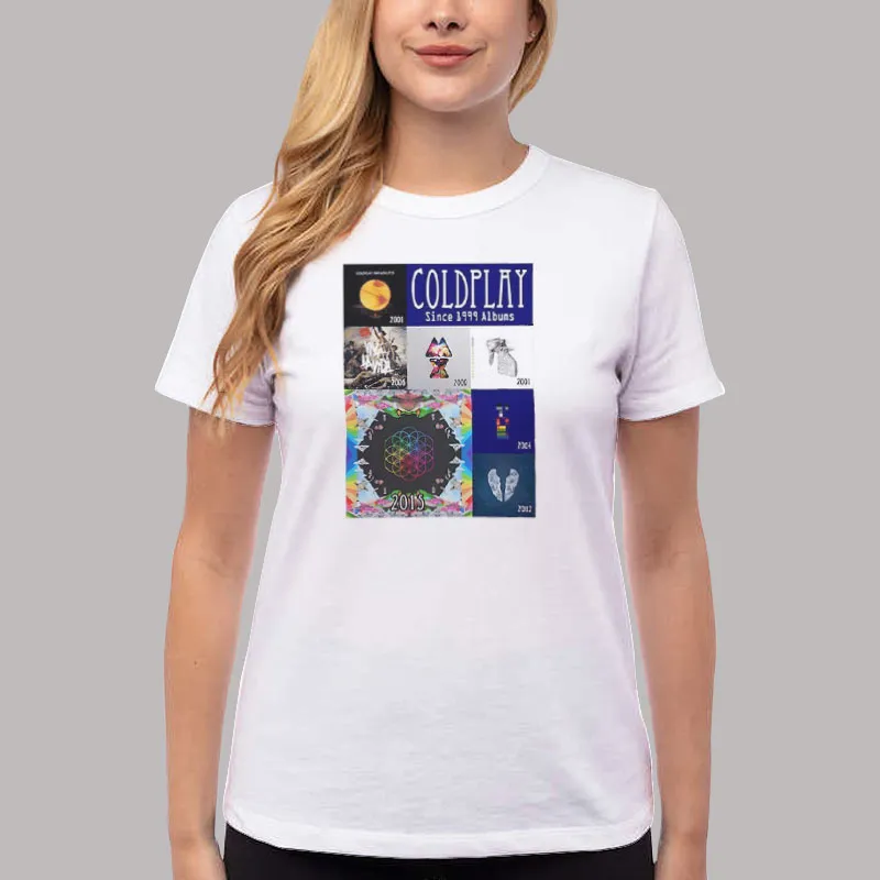Women T Shirt White Coldplay Merchandise Albums Collection Shirt