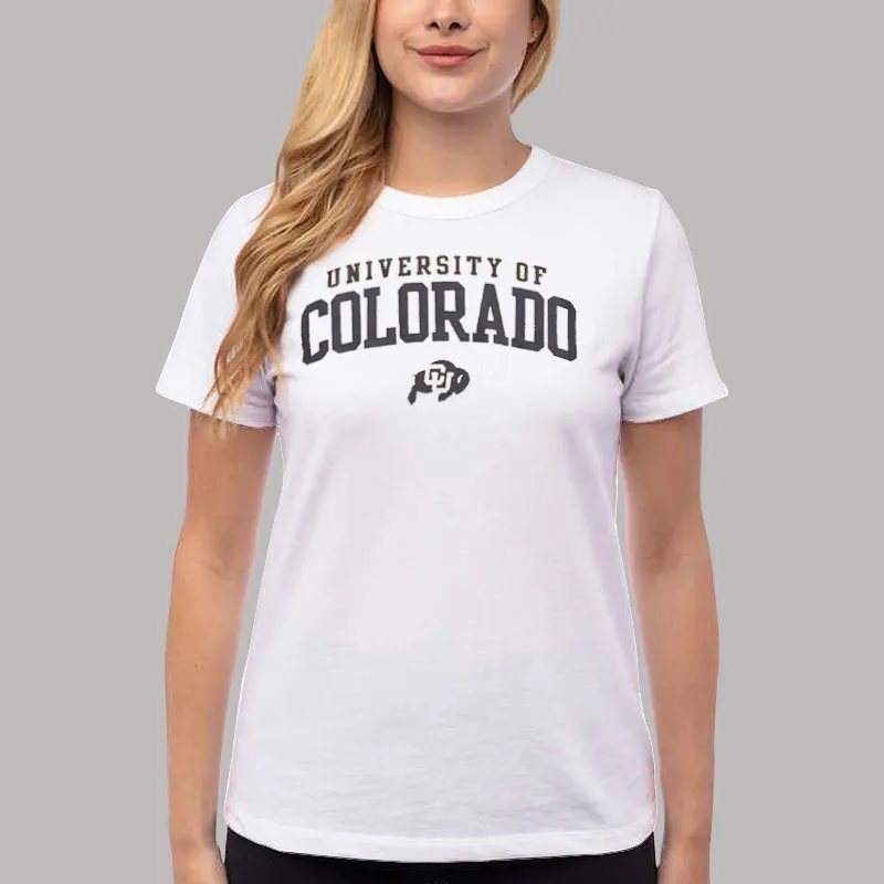Women T Shirt White College University Of Colorado Sweatshirt