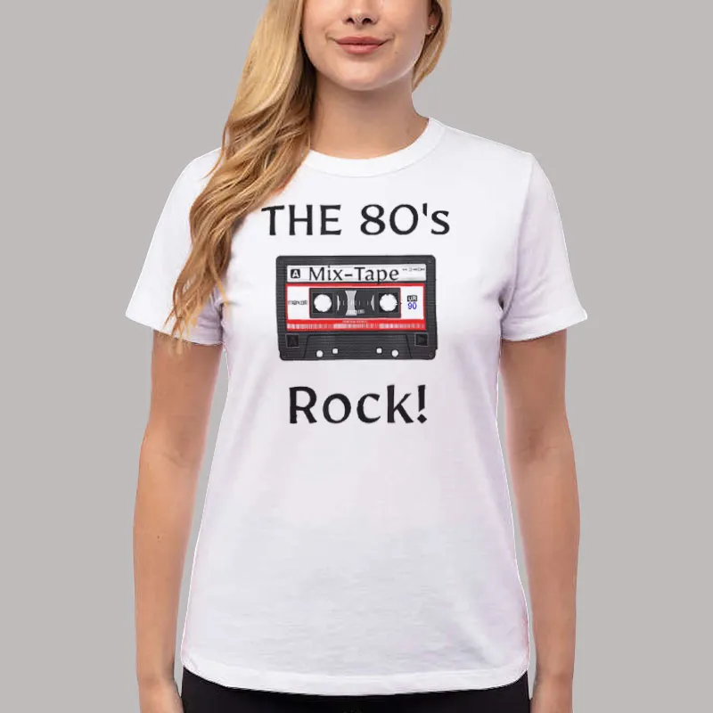 Women T Shirt White Funny The 80s Rock Cassette Tshirt