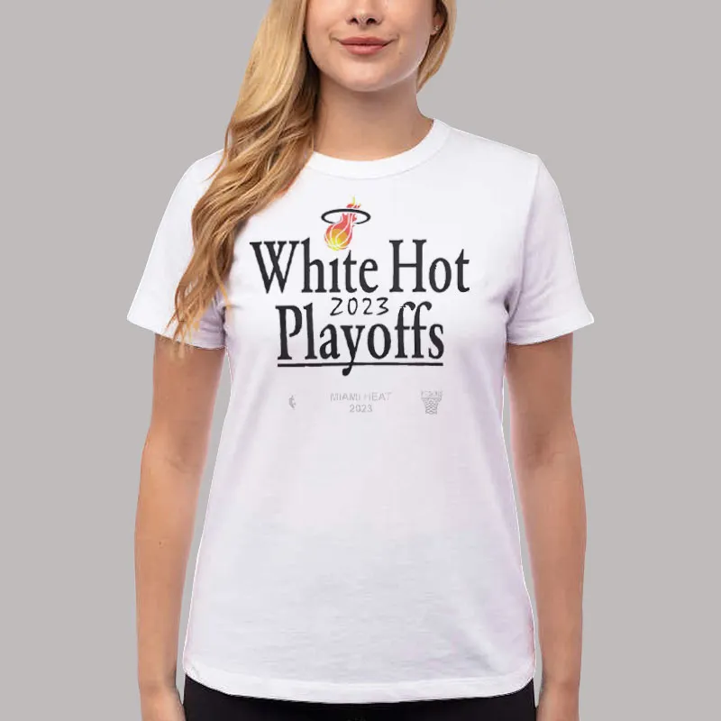 Women T Shirt White Miami Heat White Hot Playoffs Shirt