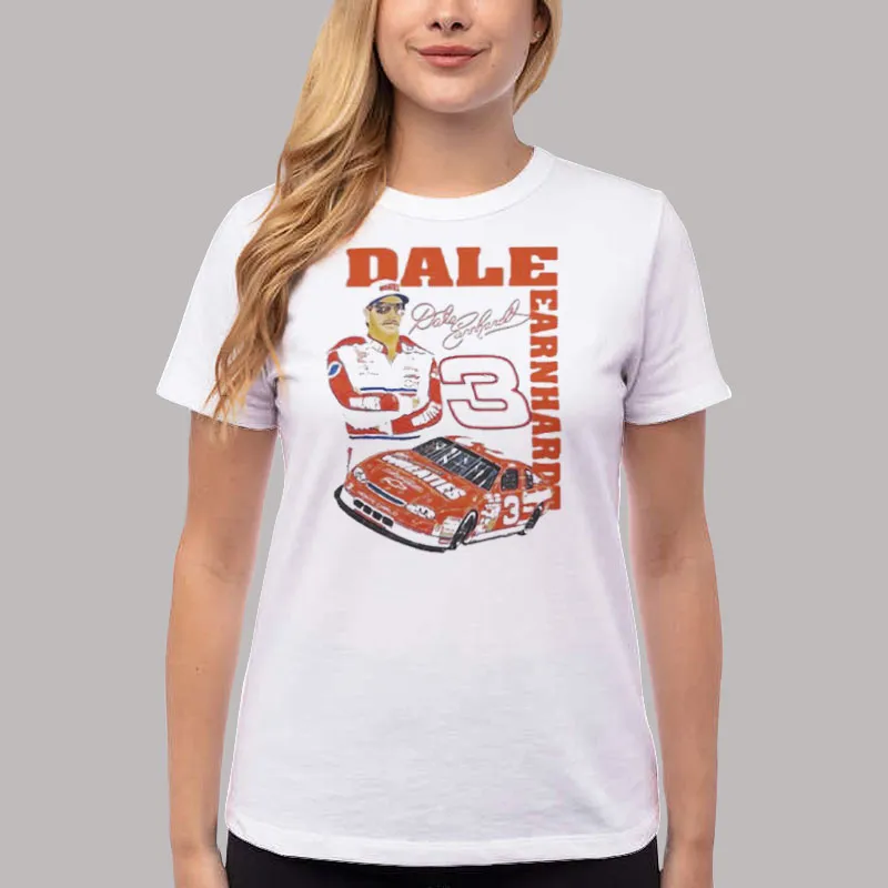 Women T Shirt White Nascar Signature Dale Earnhardt Shirt