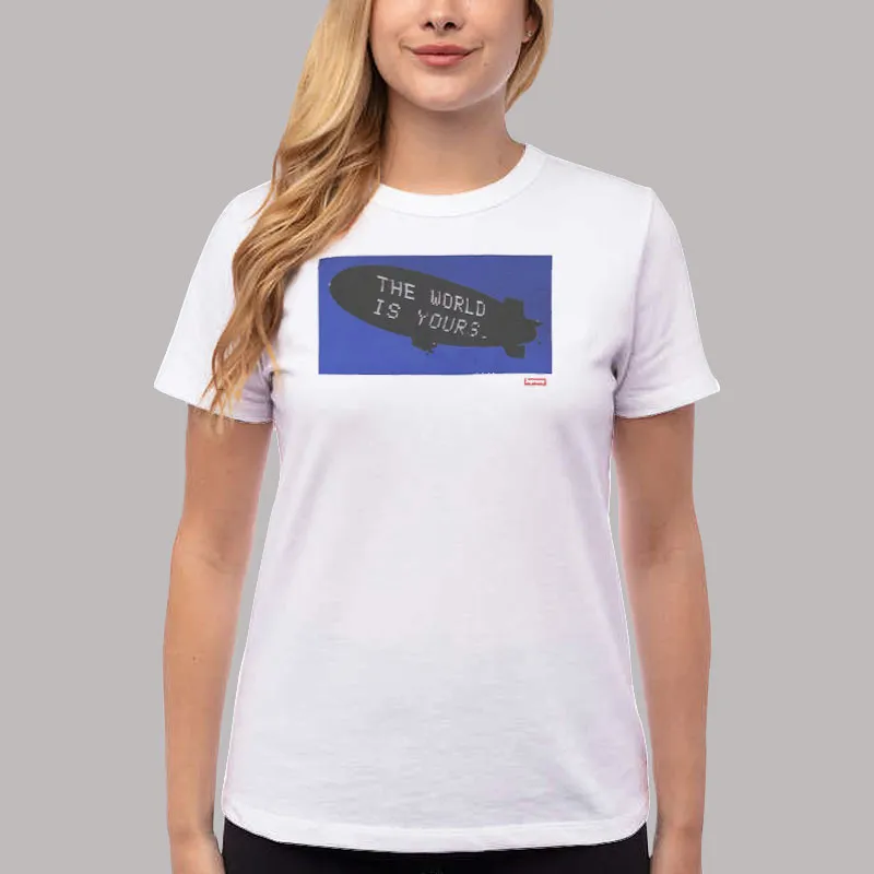 Women T Shirt White Scarface The World Is Yours Blimp Shirt