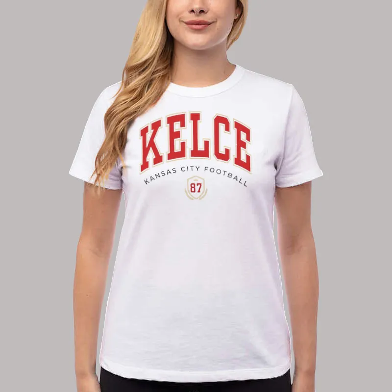 Women T Shirt White Travis Kelce Football Fan Kansas City Hoodie