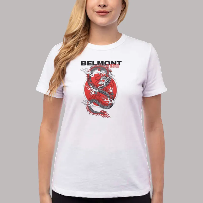 Women T Shirt White Vintage Belmont Dragon Shirt