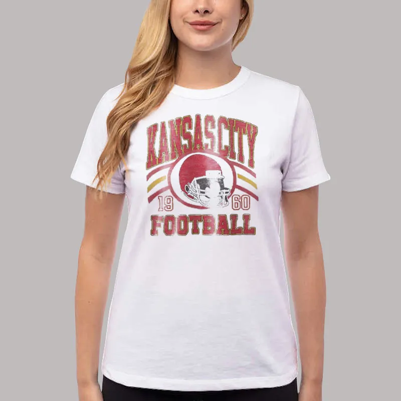 Women T Shirt White Vintage Style Kansas City Football Hoodie
