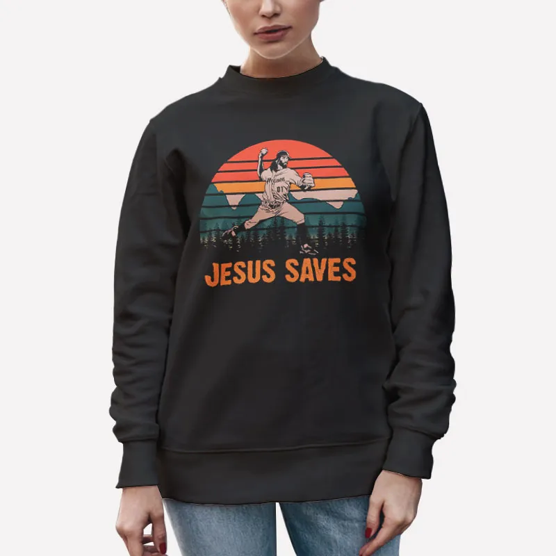 Funny Baseball Jesus Saves Sweatshirt