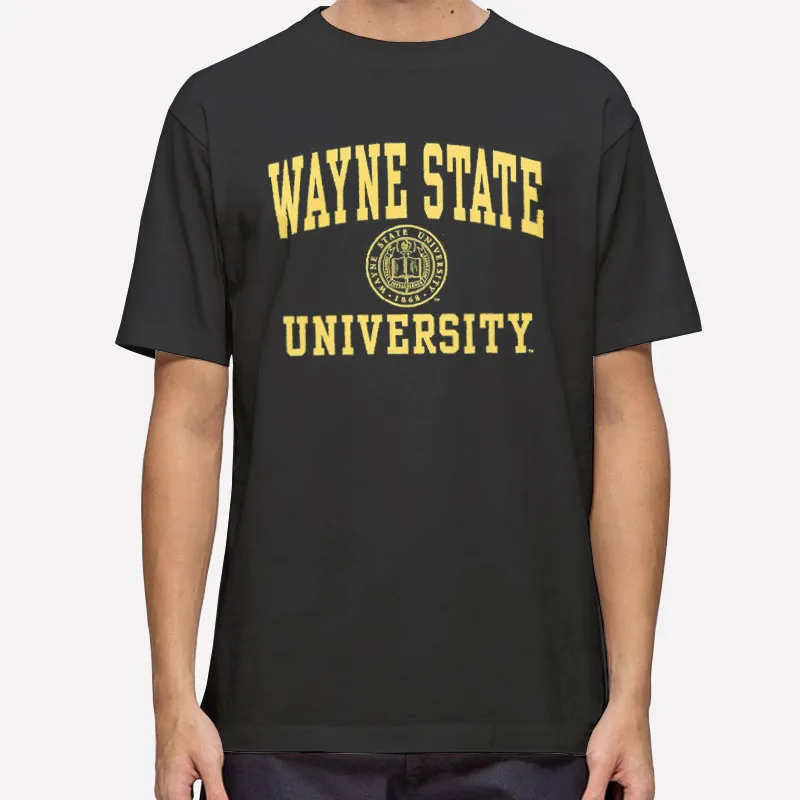 Mens T Shirt Black College University Wayne State Sweatshirt