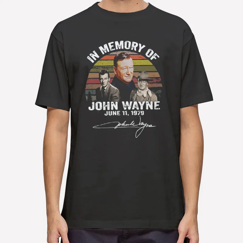 Mens T Shirt Black In Memory Of John Wayne Sweatshirt