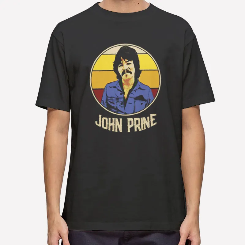 Mens T Shirt Black Retro Vintage John Prine Sweatshirt