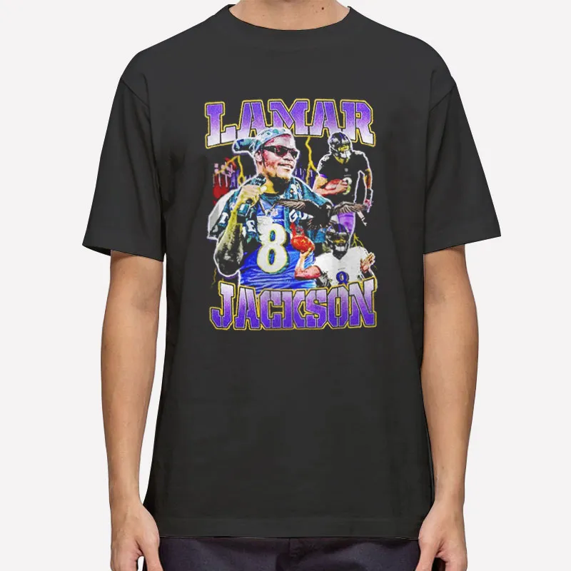 Mens T Shirt Black Retro Vintage Lamar Jackson Sweatshirt