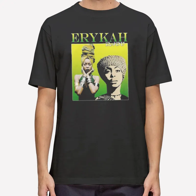 Mens T Shirt Black Retro Vintage Singer Erykah Badu Sweatshirt