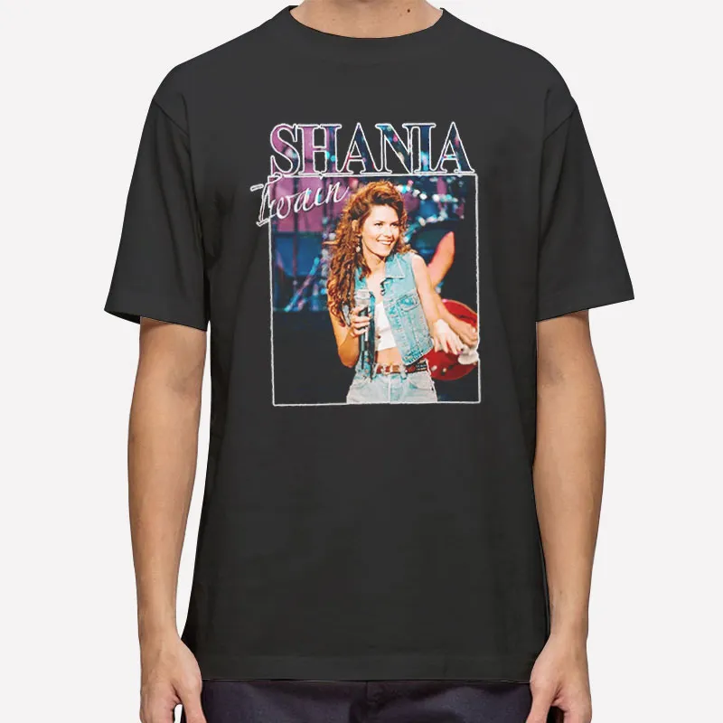 Mens T Shirt Black Retro Vintage Singer Twain Shania Sweatshirt
