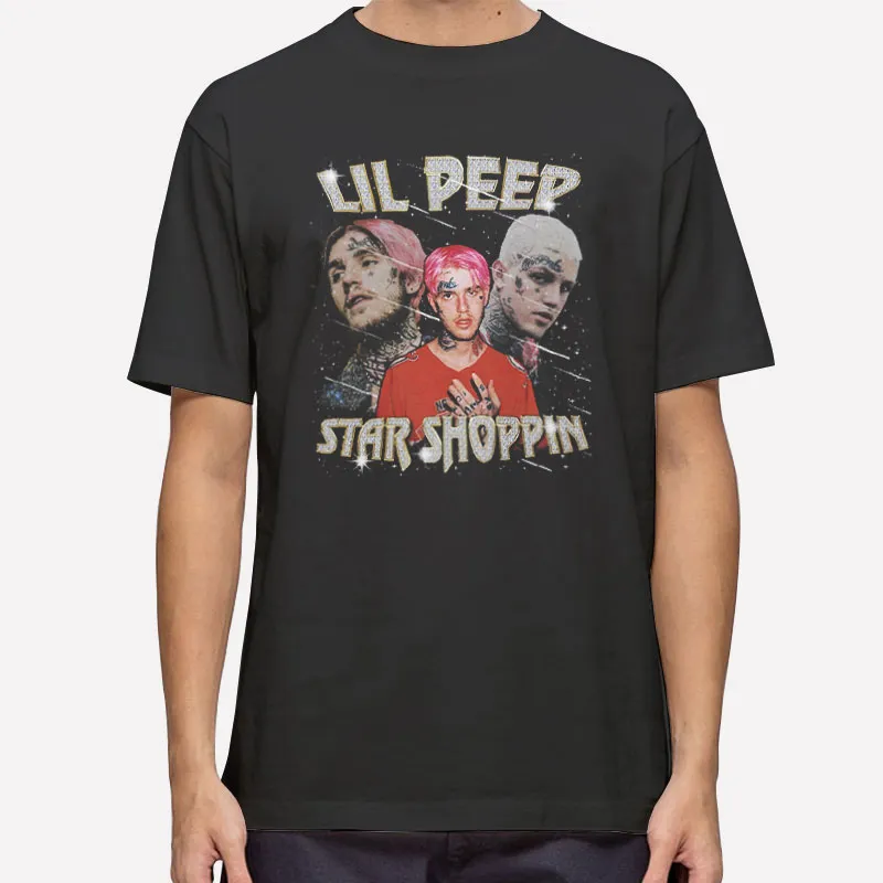 Mens T Shirt Black Star Shoppin Love Lil Peep Shirt