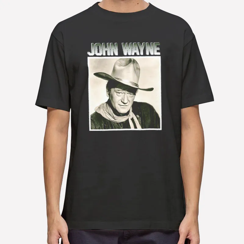 Mens T Shirt Black Vintage Inspired John Wayne Sweatshirt