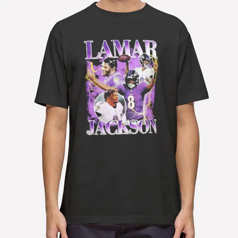 Mens T Shirt Black Vintage Inspired Lamar Jackson Sweatshirt