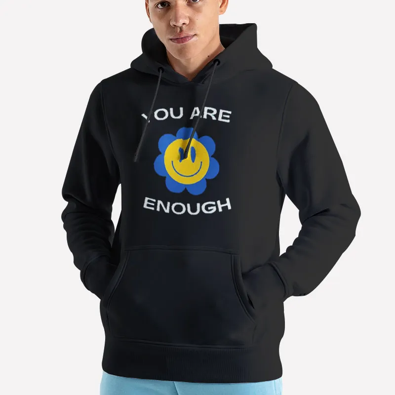 Unisex Hoodie Black Cheering Words For Happiness You Are Enough Sweatshirt