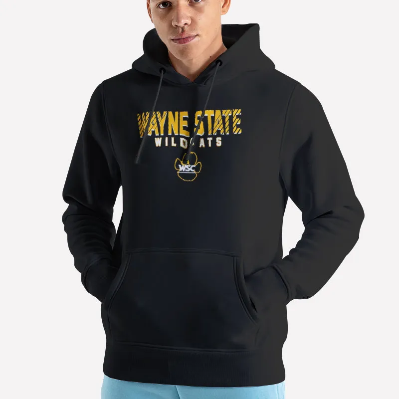 Unisex Hoodie Black College Wildcats Wayne State Sweatshirt
