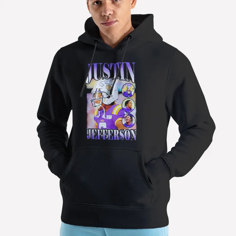 Unisex Hoodie Black Retro Great Player Minnesota Vikings Justin Jefferson Youth Sweatshirt