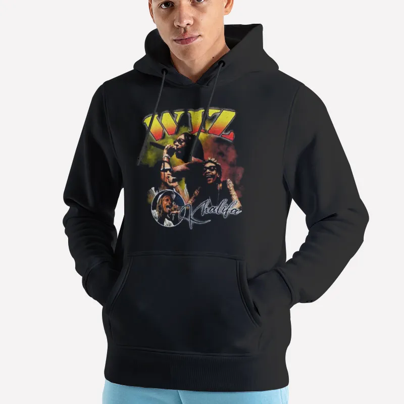 Unisex Hoodie Black Retro Vintage Hiphop Wiz Khalifa Tshirt