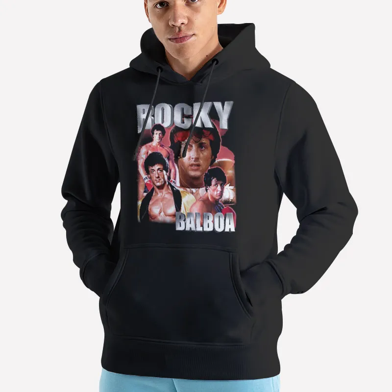 Unisex Hoodie Black Retro Vintage Rocky Balboa Shirt