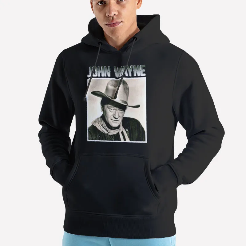 Unisex Hoodie Black Vintage Inspired John Wayne Sweatshirt