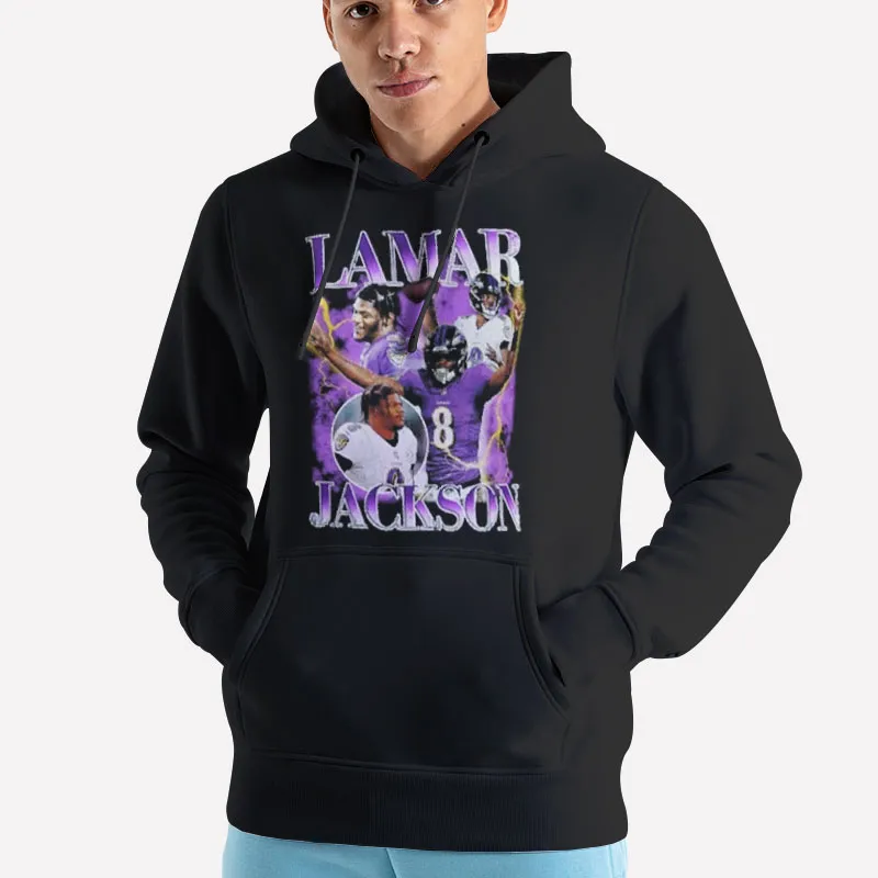 Unisex Hoodie Black Vintage Inspired Lamar Jackson Sweatshirt