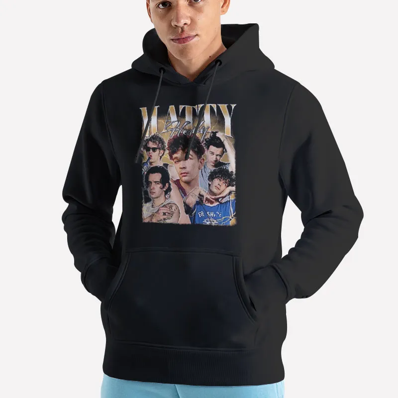Unisex Hoodie Black Vintage Inspired Matty Healy Tshirt
