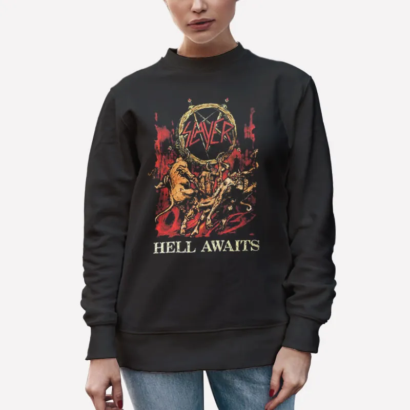 Unisex Sweatshirt Black 35th Anniversary Slayer Hell Awaits Shirt