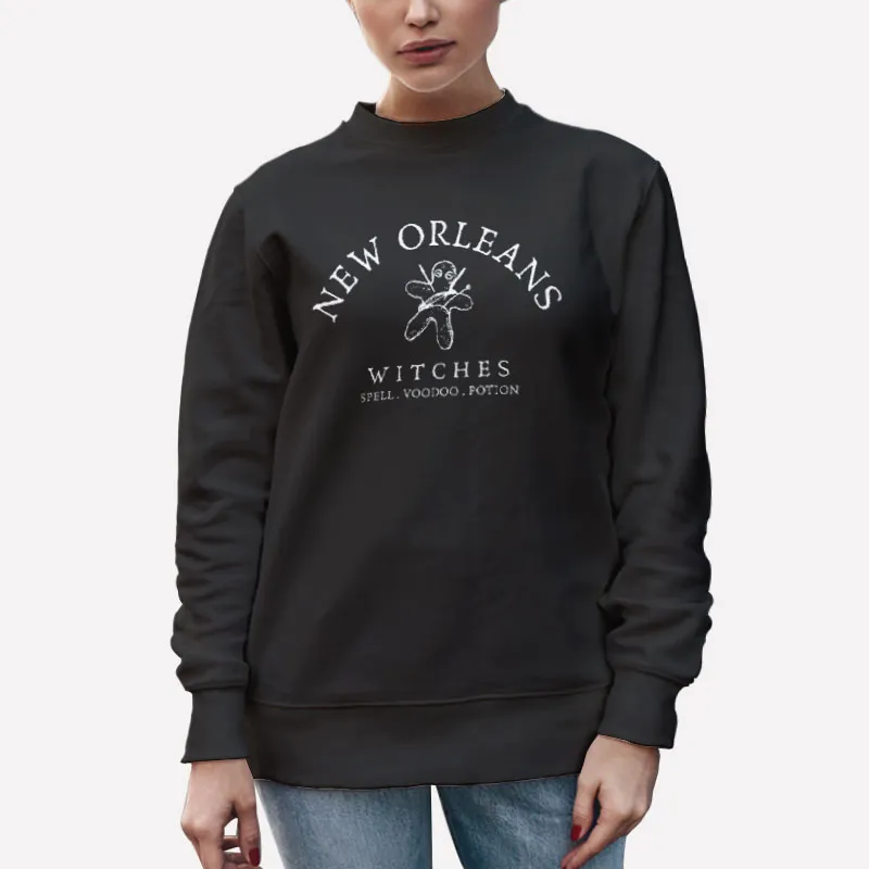 Unisex Sweatshirt Black Funny New Orleans Witches Shirt